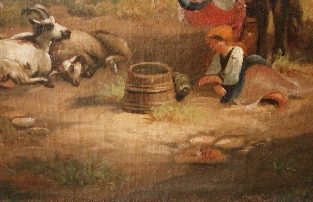 Paire De Peintures '800 Sujet Rural-photo-3