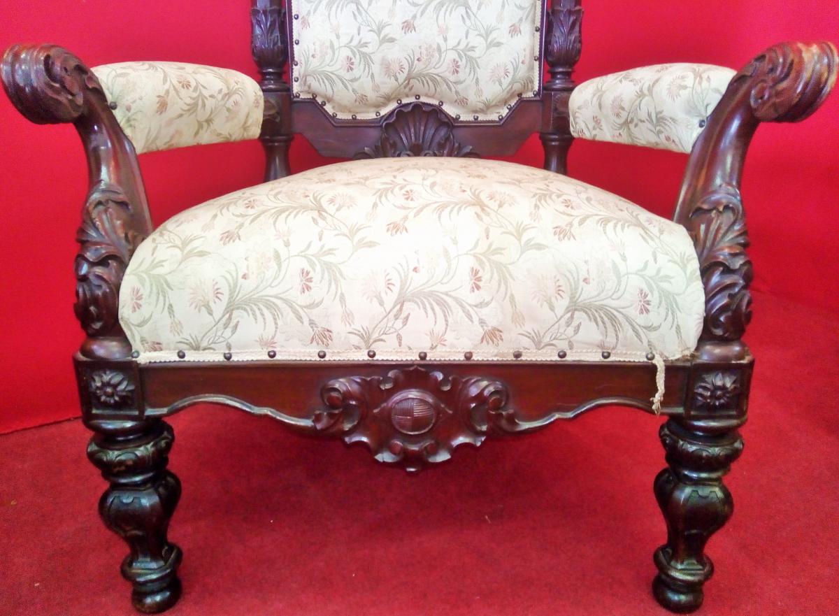 Paire De Fauteuils Sculptés-photo-2