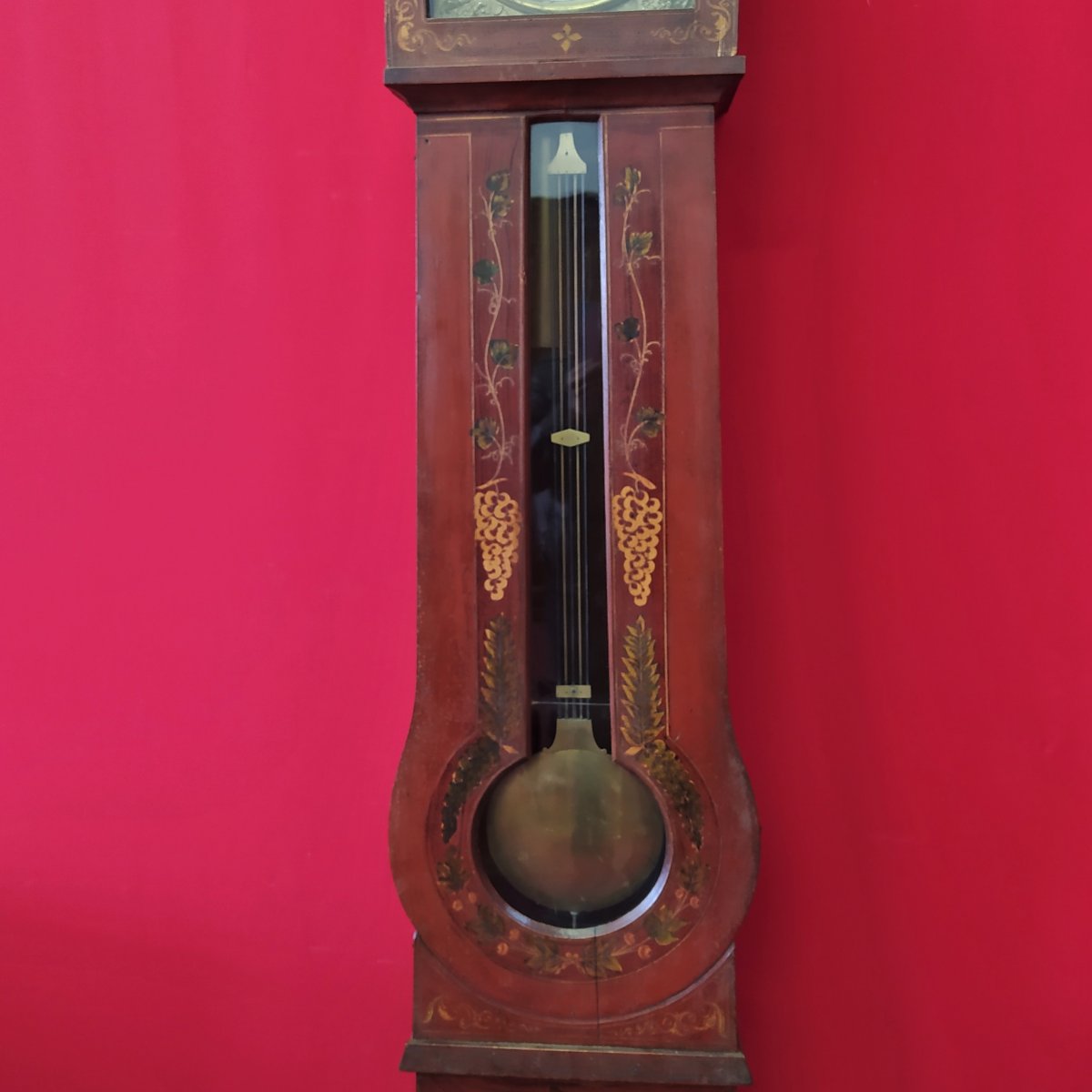 Horloge Pendule Laquée Rouge-photo-3