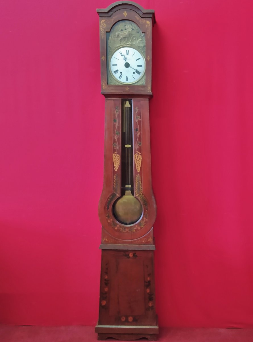 Horloge Pendule Laquée Rouge-photo-5