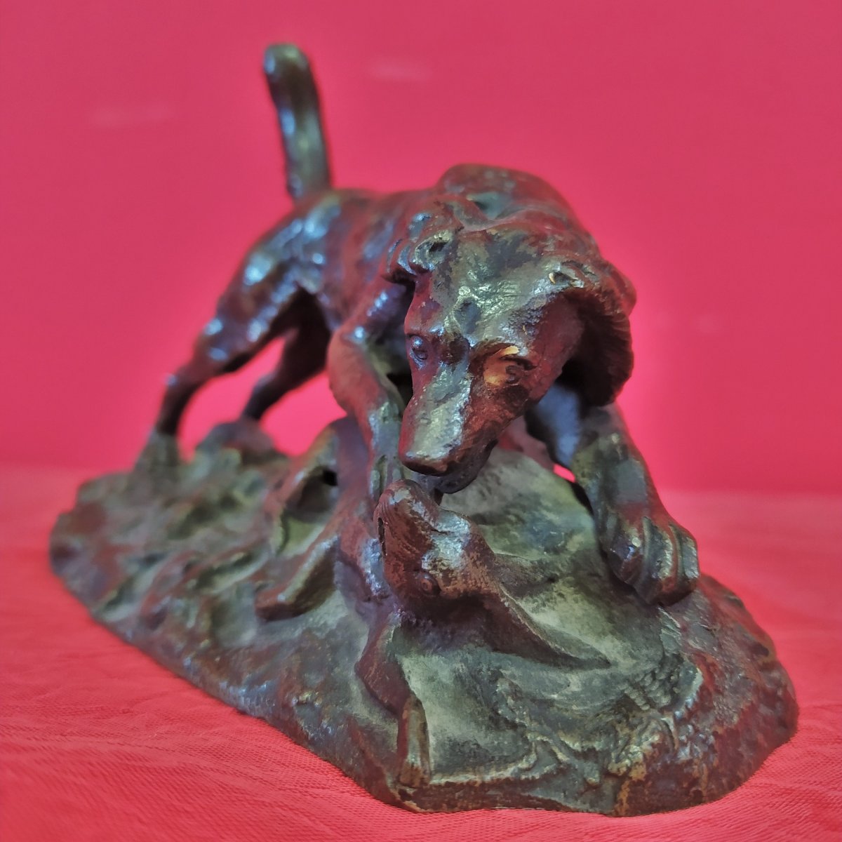 Statuette En Bronze Scène De Chasse-photo-4