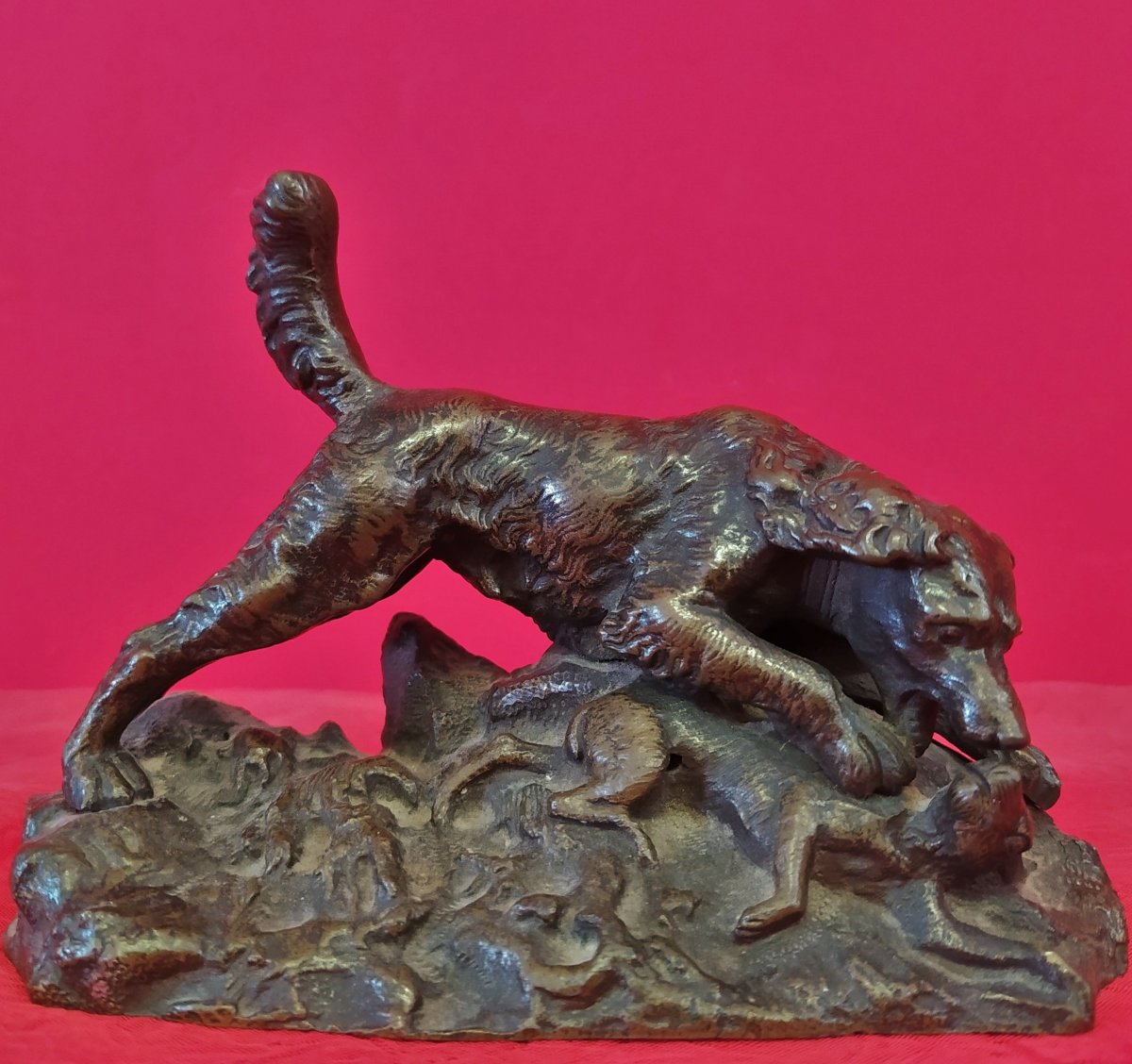 Statuette En Bronze Scène De Chasse-photo-5