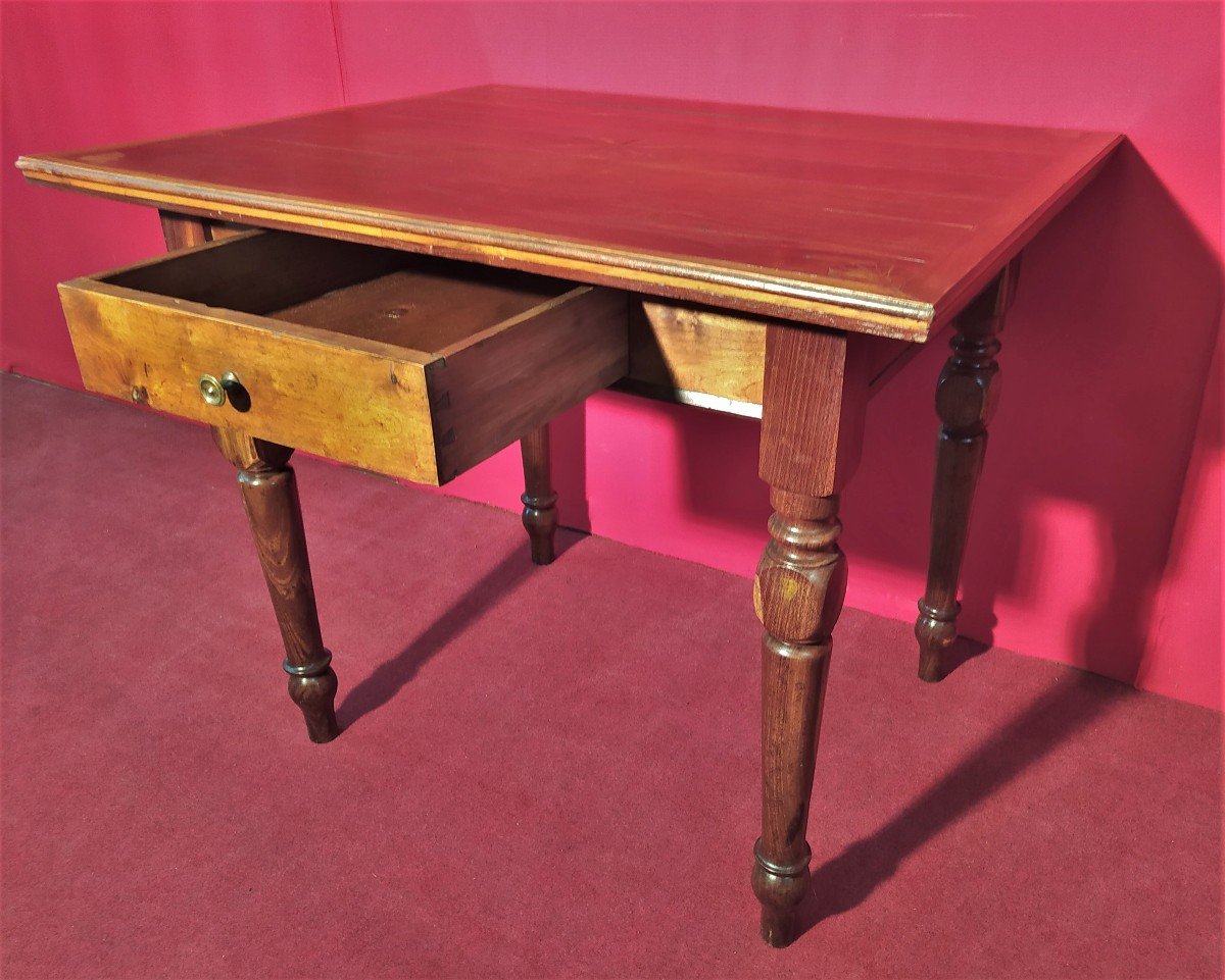 Petite Table Avec Plateau Incrusté Et Tiroir-photo-2