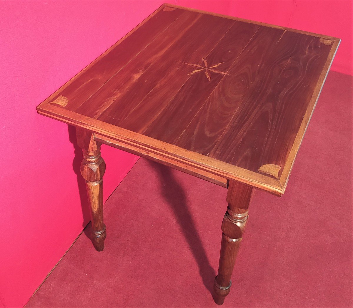 Petite Table Avec Plateau Incrusté Et Tiroir-photo-4