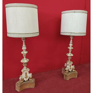 Coppia candelabri laccati