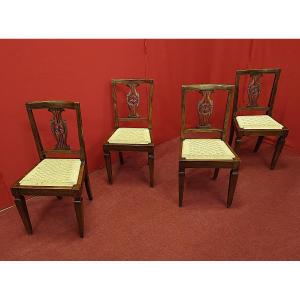 Gruppo di quattro sedie Impero