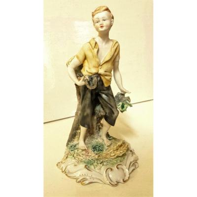 Capodimonte statuette en céramique peinte à la main signée Volta