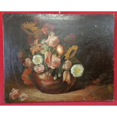 Peinture d'Un Vase De Fleurs