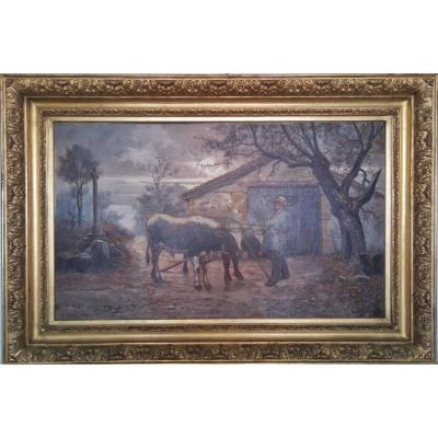 Grande Peinture Rurale Claudius Seignol (lyon 1858-1926)