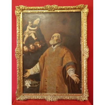 Tableau De San Filippo Neri En Adoration De La Vierge à l'Enfant
