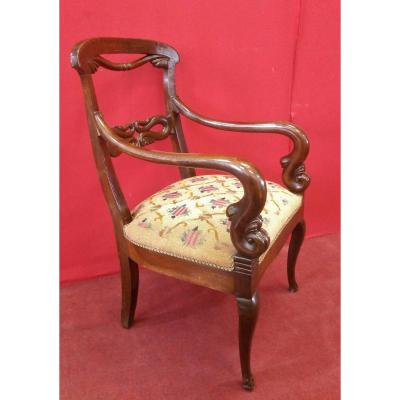 Fauteuil En Noyer Carlo X