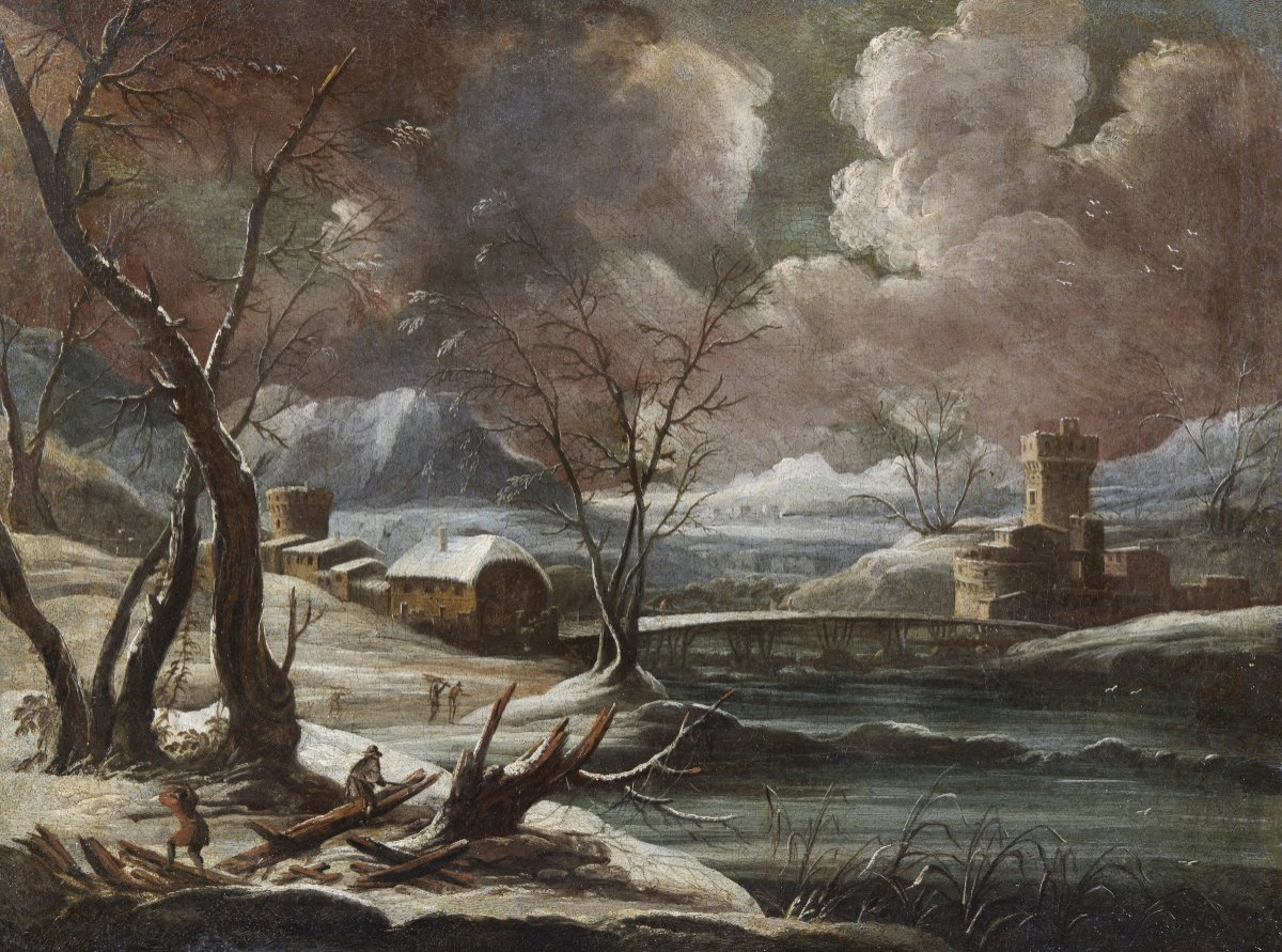 Paesaggio Invernale scuola italiana '700-photo-3