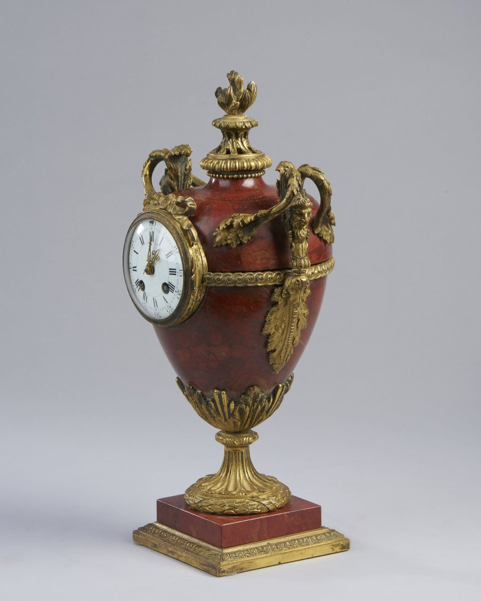 Orologio in Marmo Rosso Seconda metà del XIX Secolo-photo-2
