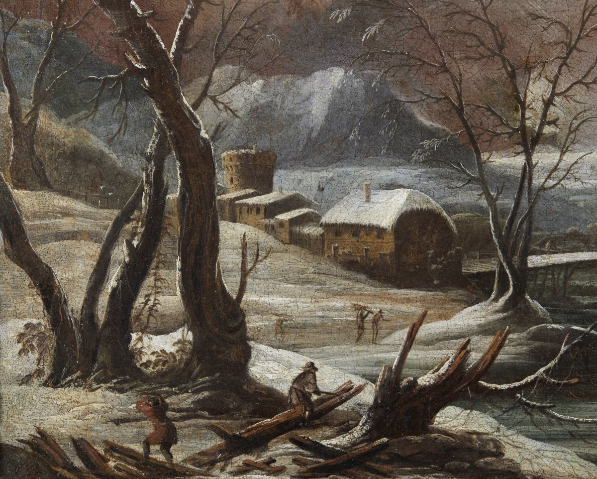 Paesaggio Invernale Scuola Italiana '700-photo-1