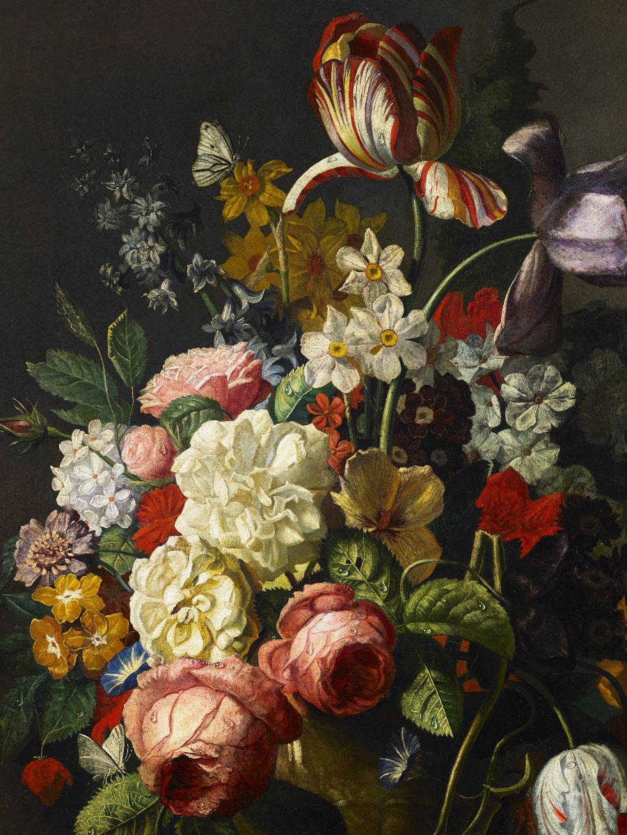 Vaso di fiori, scuola fiamminga, della seconda metà del '700-photo-4