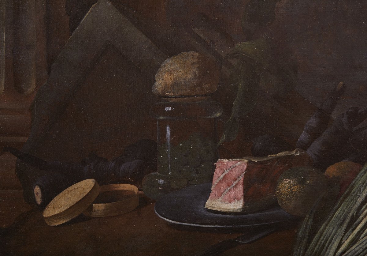 Natura Morta con Frutta, verdure, pesci, crostacei e prosciutto '600-photo-1