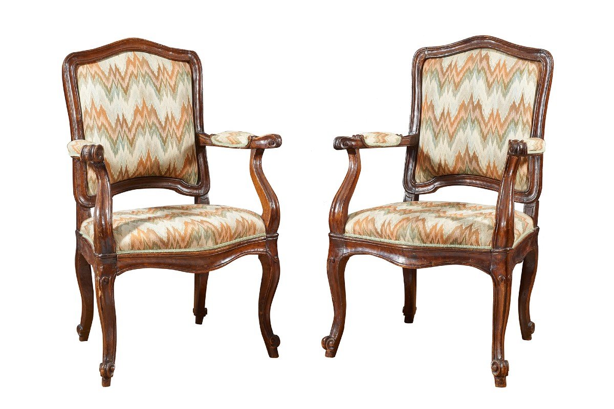 Paire De Fauteuils Ecole Venise XVIIIème