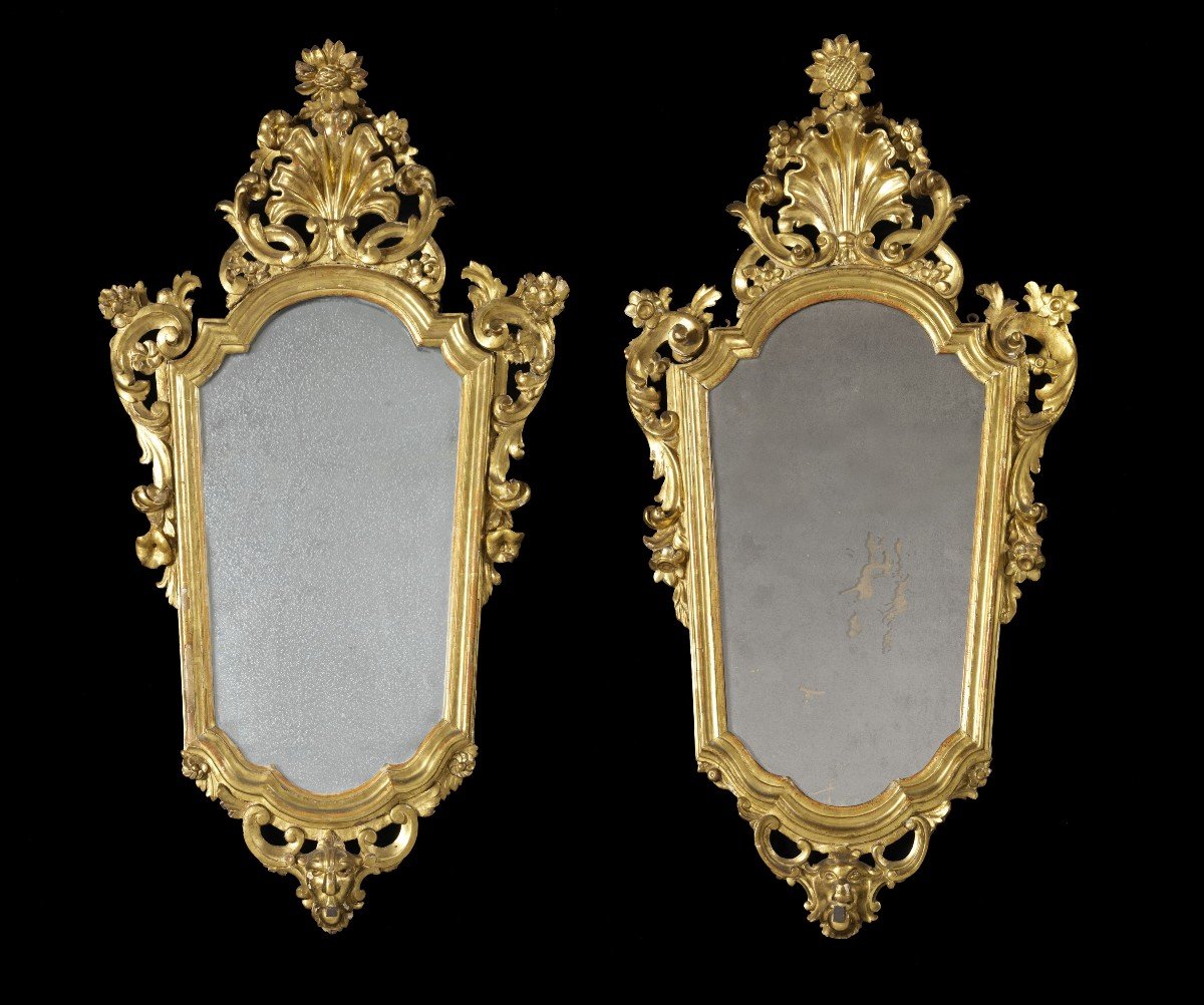 Paire De Miroirs Louis XV Ecole Lombarde-photo-4