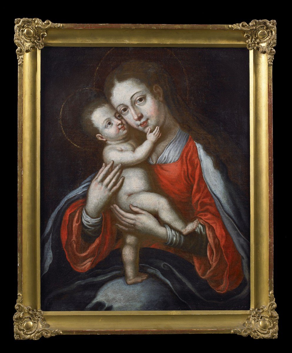 Vierge à l'Enfant De l'école Ombrienne Du XVII Siecle-photo-2