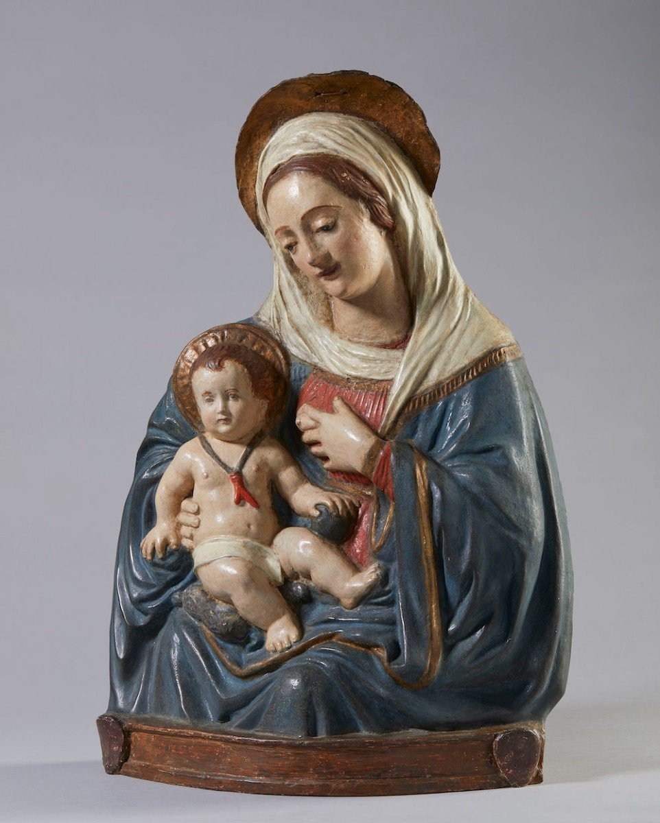 Madonna del Latte  rilievo in stucco policromo-photo-2