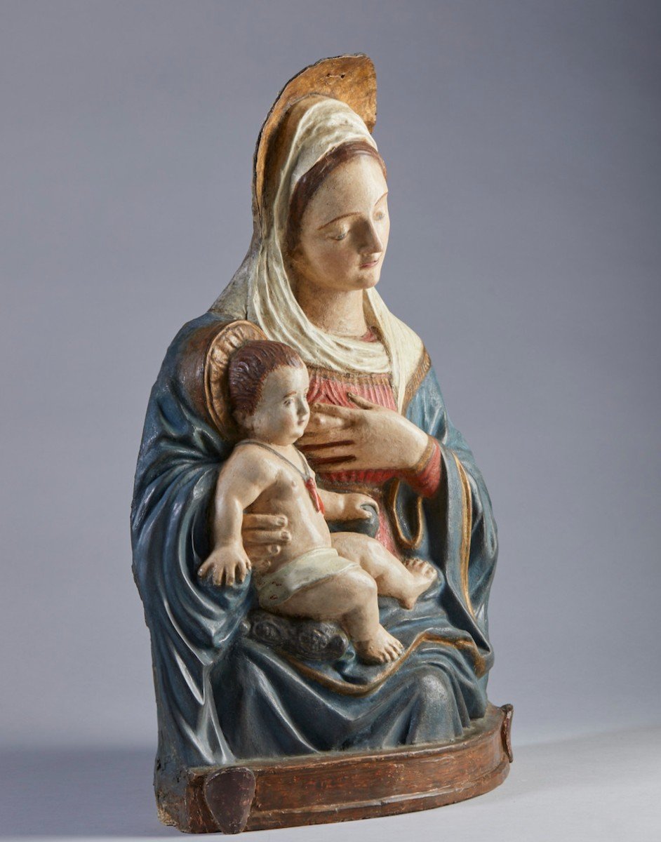 Madonna del Latte  rilievo in stucco policromo-photo-3