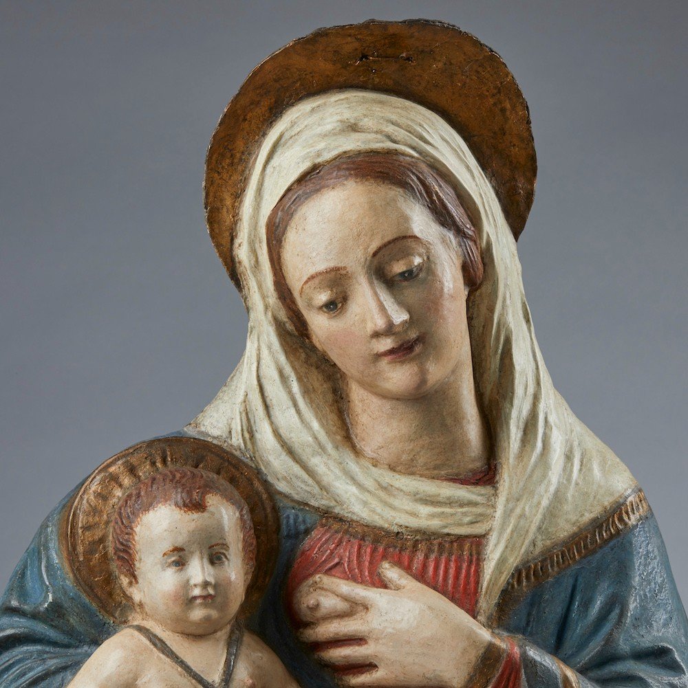 Madonna del Latte  rilievo in stucco policromo-photo-2