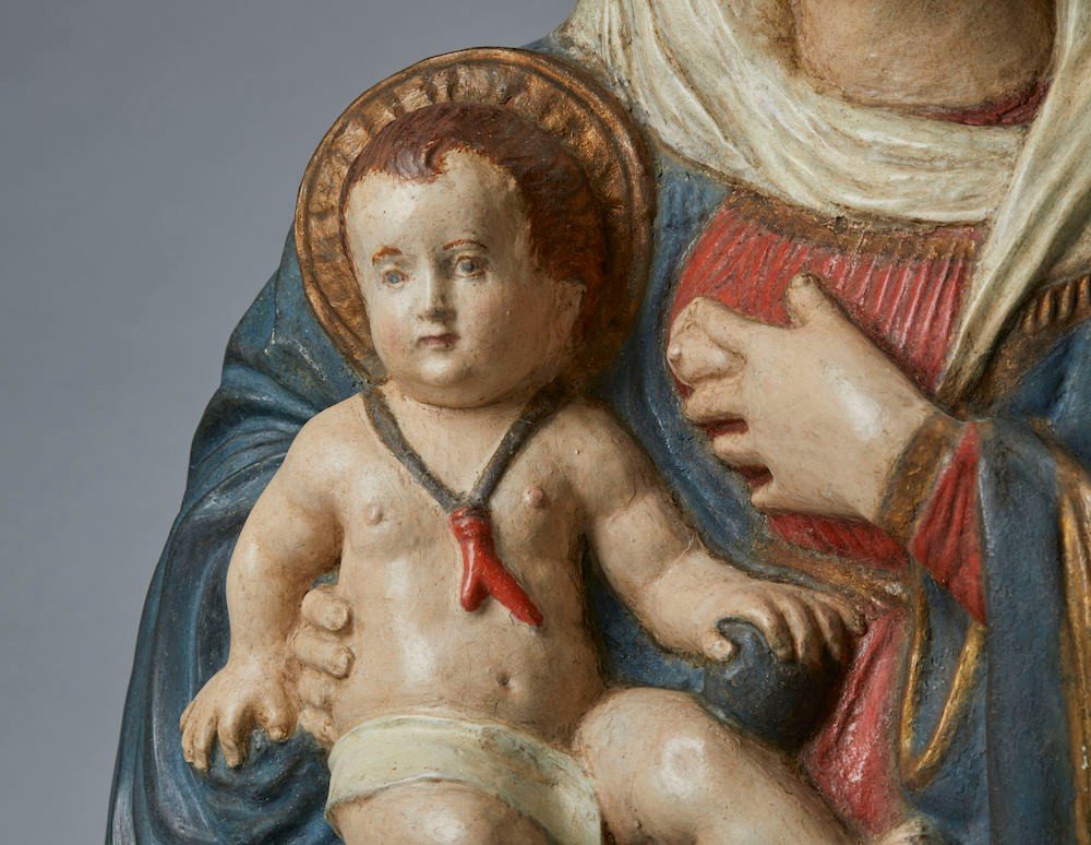 Madonna del Latte  rilievo in stucco policromo-photo-4