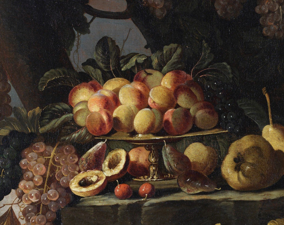 Maestro Romano, del XVII° secolo Natura morta di frutta all’aperto Roma 1660 – 1670-photo-1