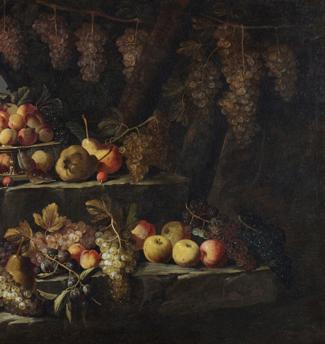 Maestro Romano, del XVII° secolo Natura morta di frutta all’aperto Roma 1660 – 1670-photo-4