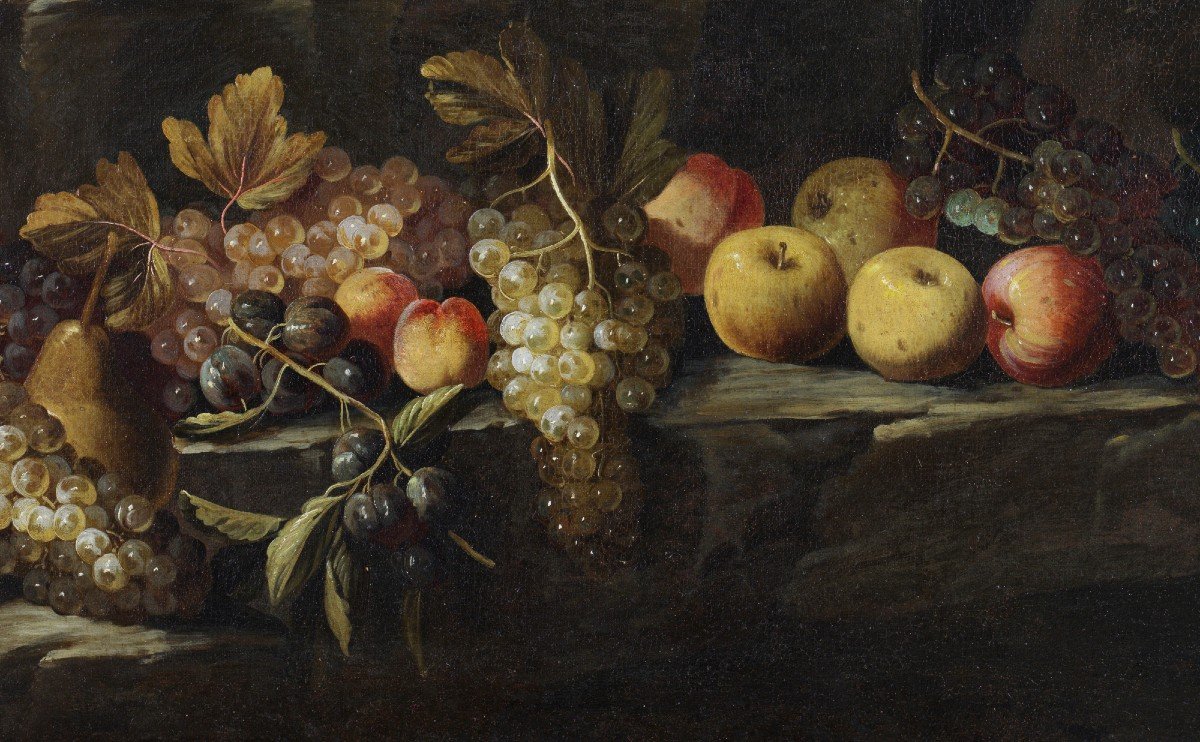 Maestro Romano, del XVII° secolo Natura morta di frutta all’aperto Roma 1660 – 1670-photo-5