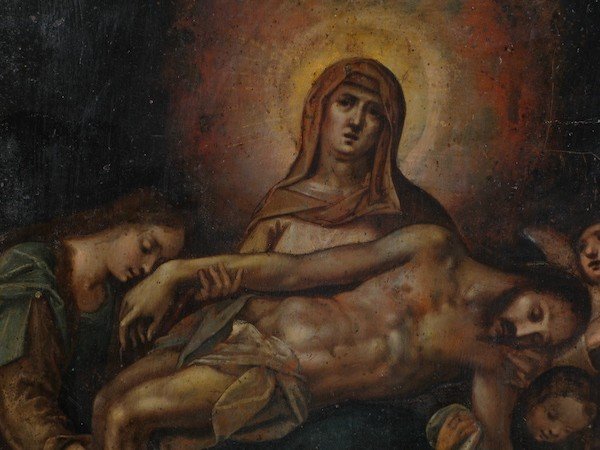 Pietà, dipinto a olio su rame,  Nord Italia, XVII° secolo-photo-2