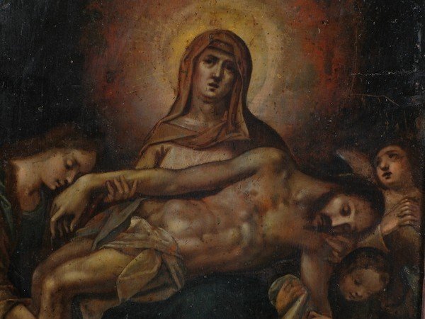 Pietà, dipinto a olio su rame,  Nord Italia, XVII° secolo-photo-3