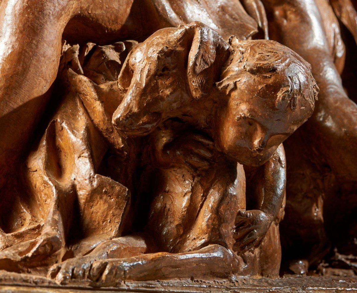 Scena allegorica, scultura in terracotta-photo-4