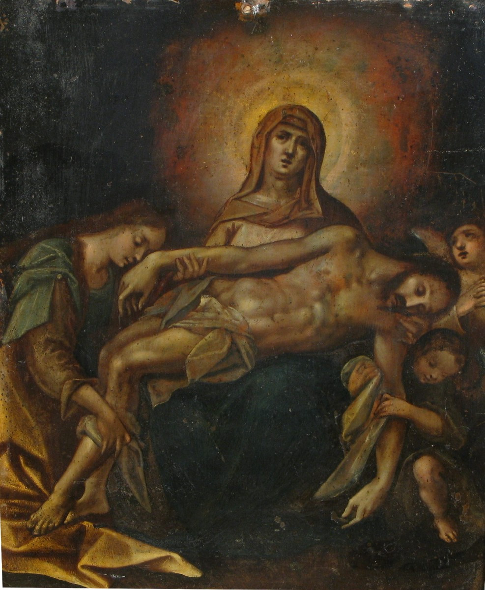 Pietà, dipinto a olio su rame,  Nord Italia, XVII° secolo-photo-2