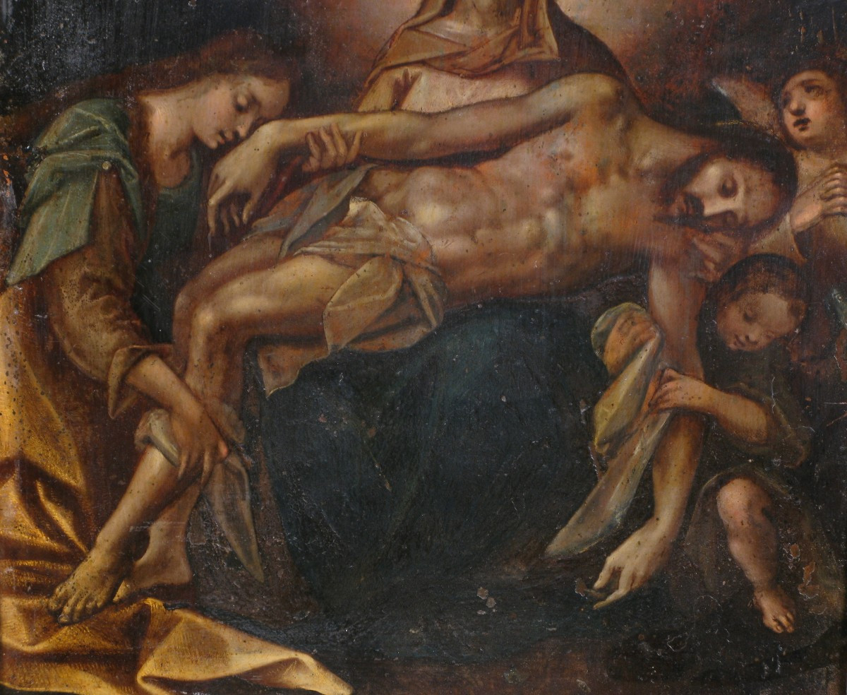 Pietà, dipinto a olio su rame,  Nord Italia, XVII° secolo-photo-1