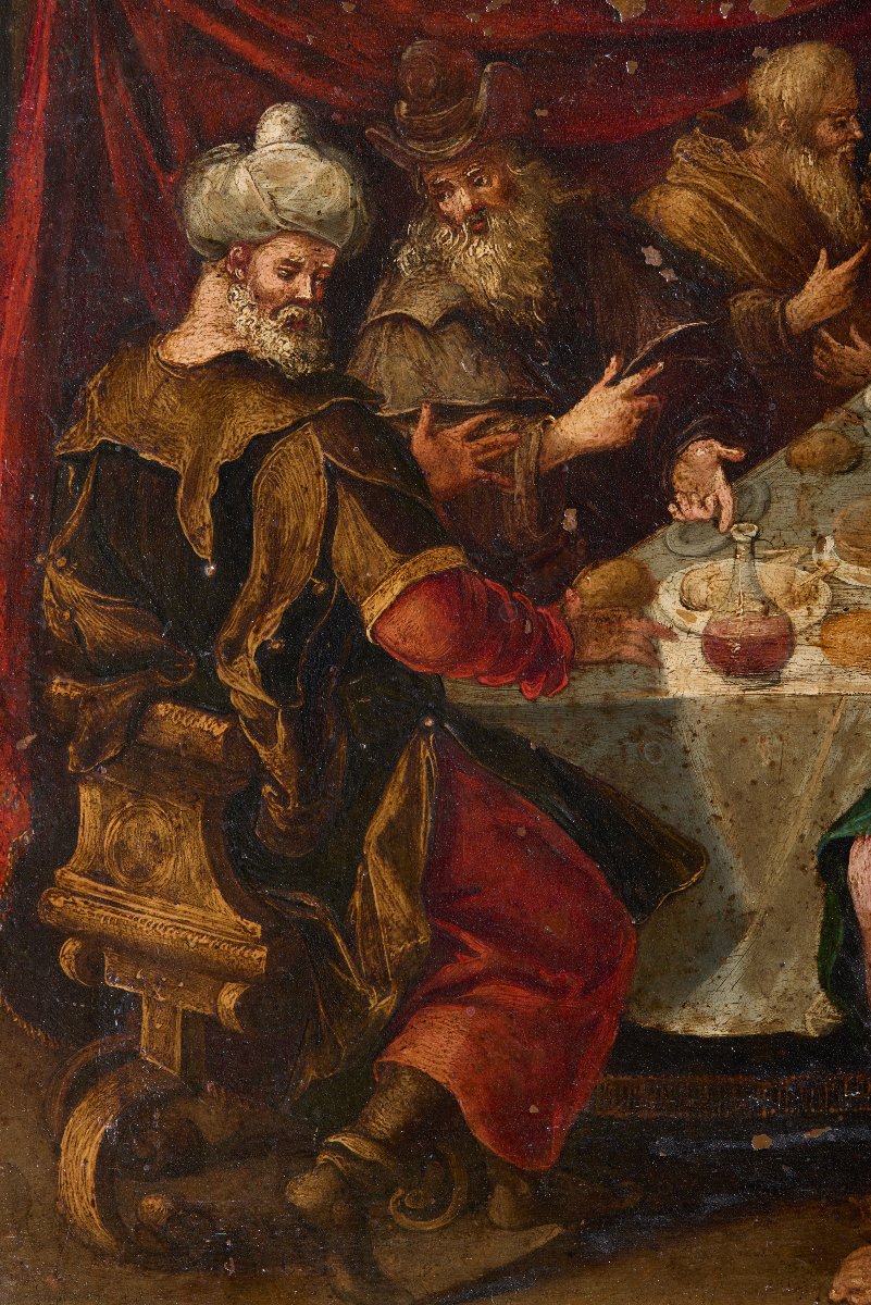“La cena da Simone il fariseo” dipinto a olio su rame veneto fiammingo-photo-3