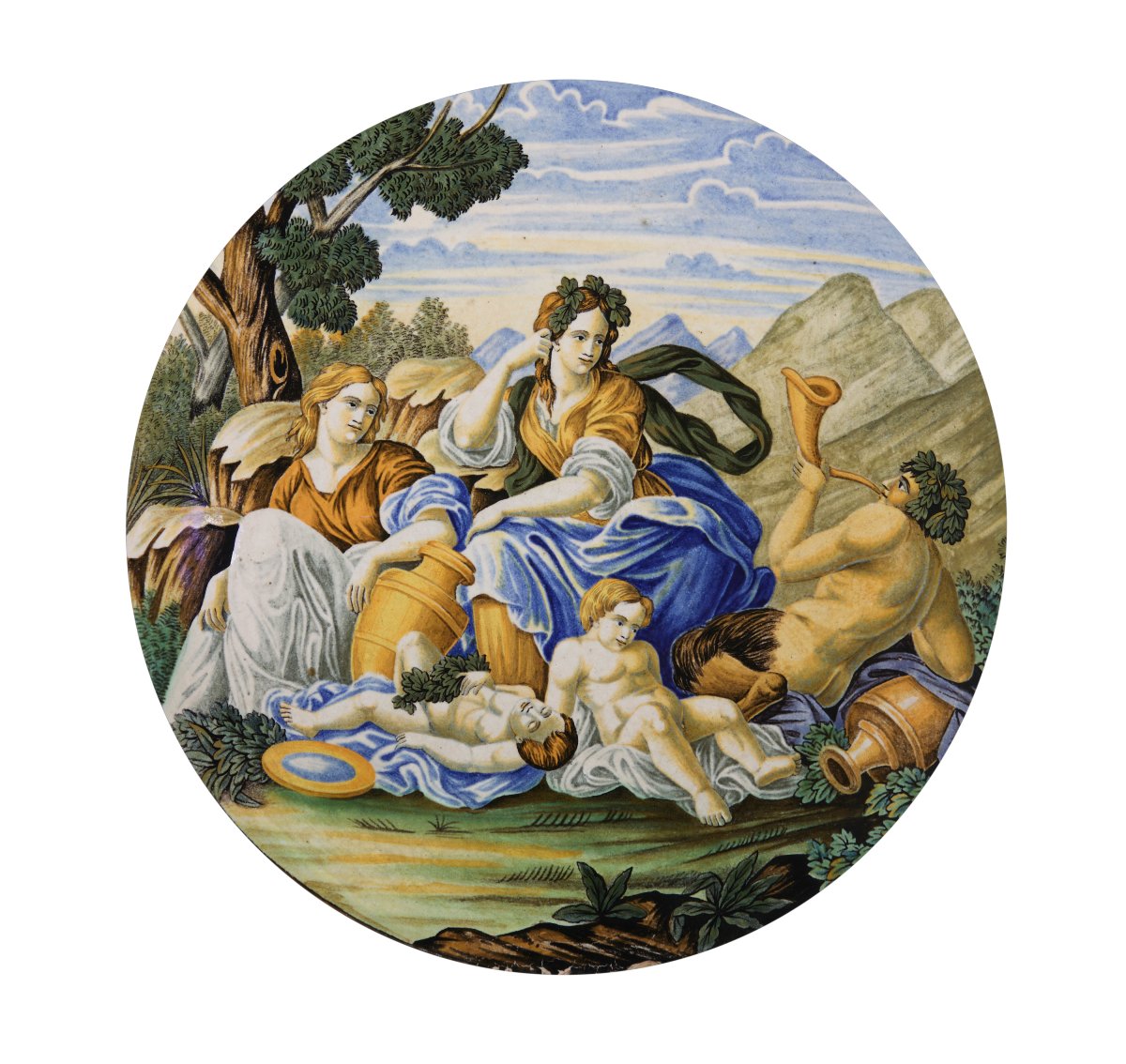 Coppia di piatti istoriati in maiolica fornace del centro Italia (Castelli d’Abruzzo), XX° seco-photo-2