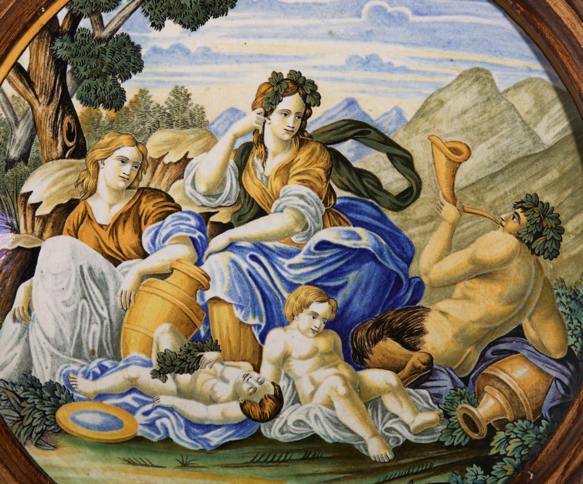 Coppia di piatti istoriati in maiolica fornace del centro Italia (Castelli d’Abruzzo), XX° seco-photo-3