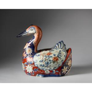 Porcellana zoomorfa  Imari a forma di anatra fine XIX° inizi XX° sec.
