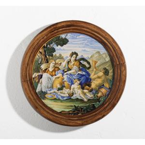 Coppia di piatti istoriati in maiolica fornace del centro Italia (Castelli d’Abruzzo), XX° seco
