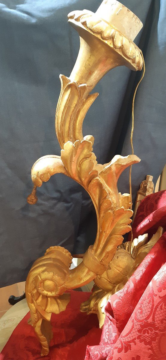 Coppia appliques in legno dorato, secoloXVIII-photo-1