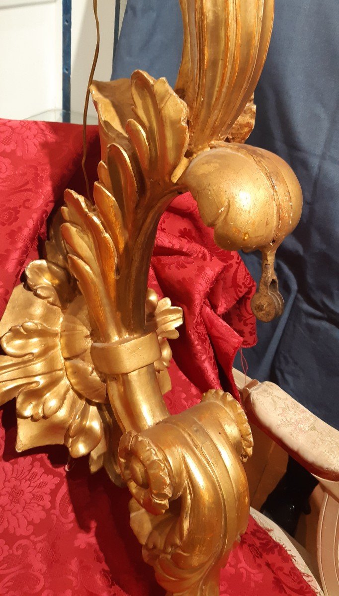 Coppia appliques in legno dorato, secoloXVIII-photo-4