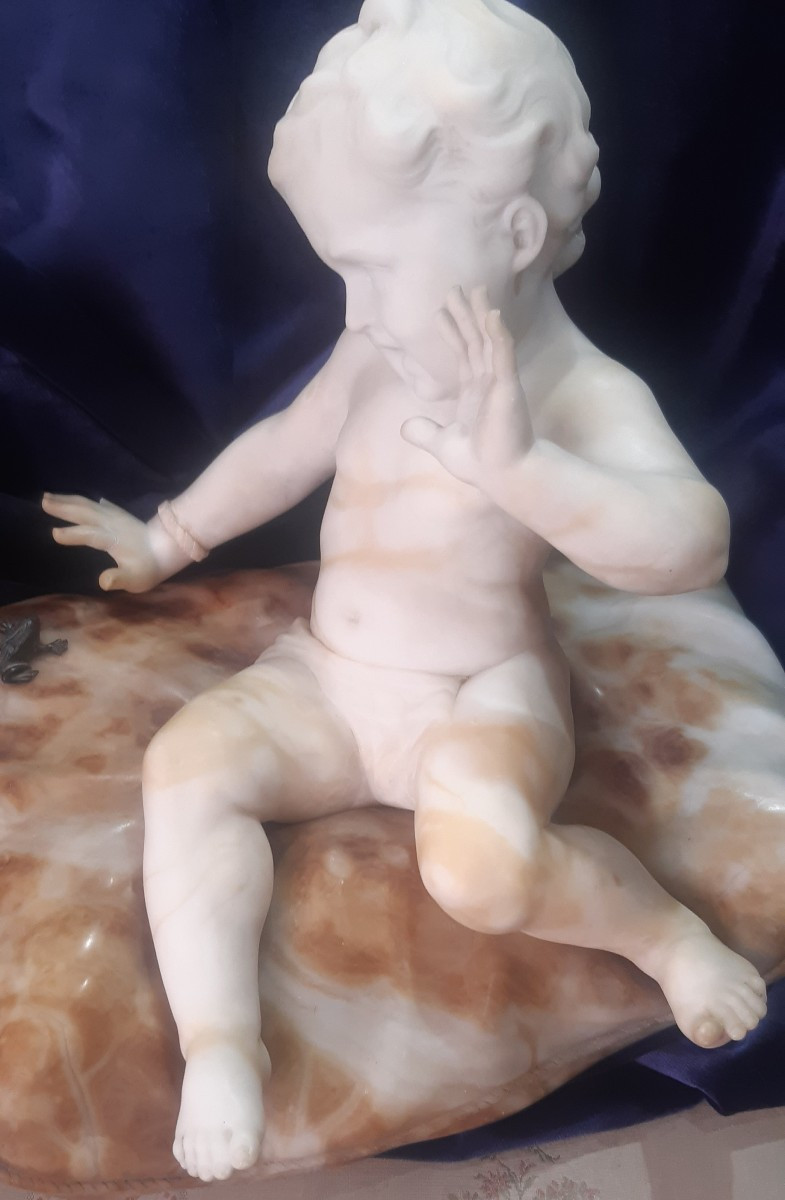 Scultura in alabastro " la paura"-photo-2