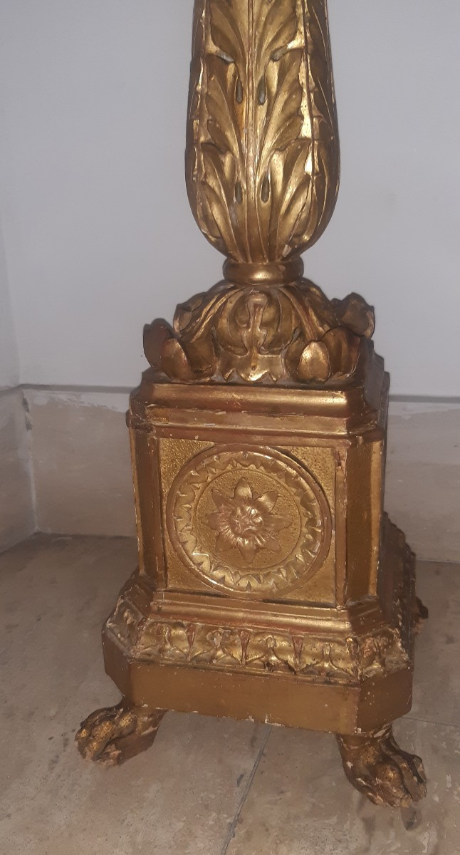 Coppia candelieri in legno dorato-photo-3