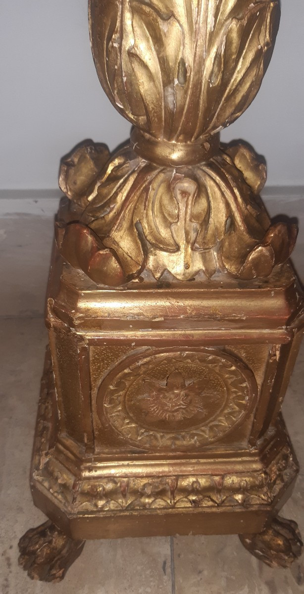 Coppia candelieri in legno dorato-photo-1
