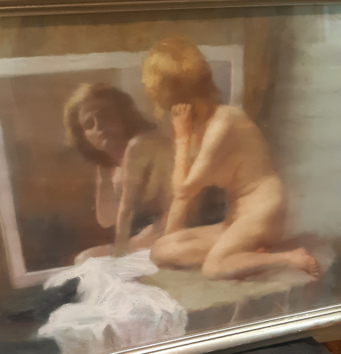 Quadro "donna allo specchio".-photo-2
