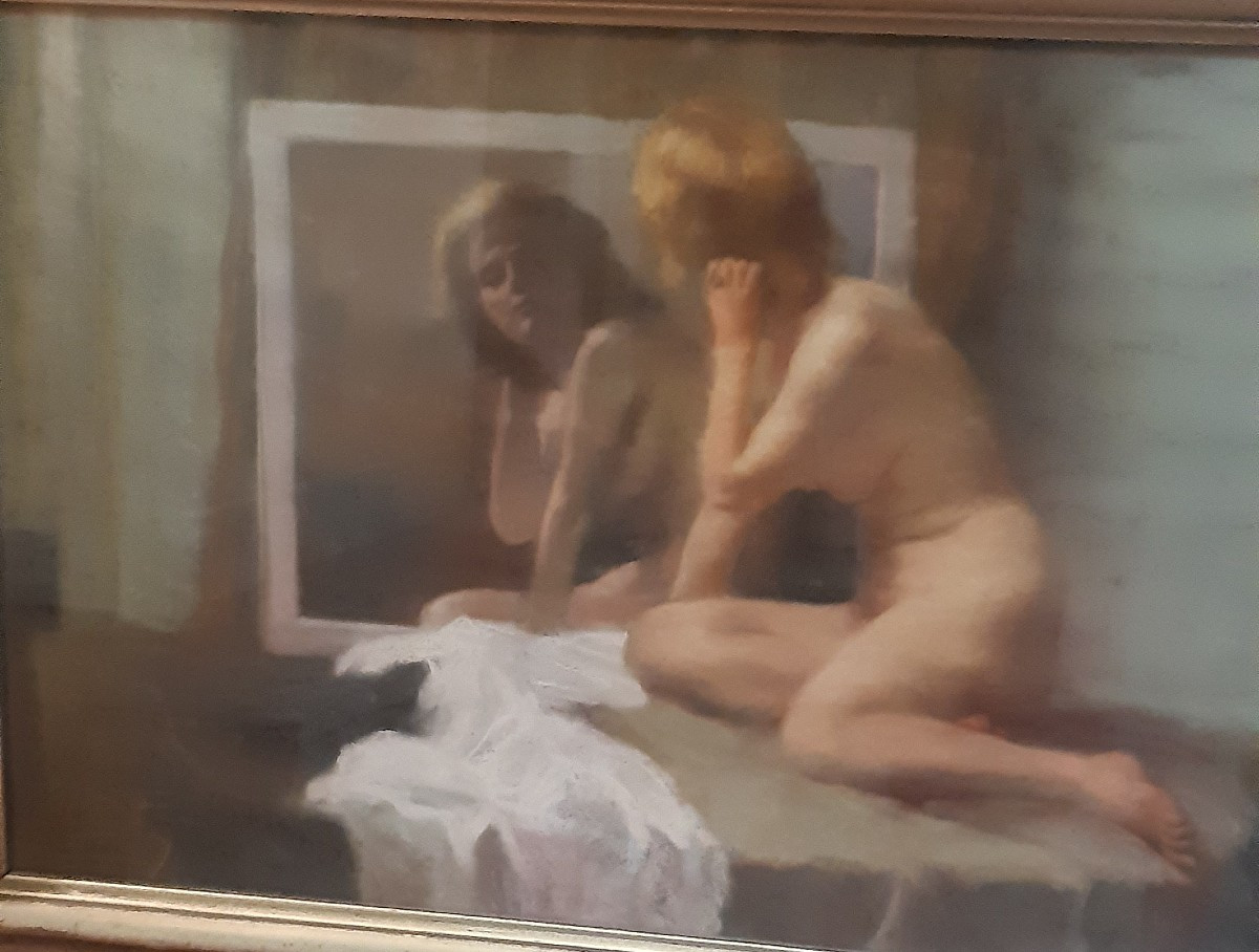 Quadro "donna allo specchio".-photo-1