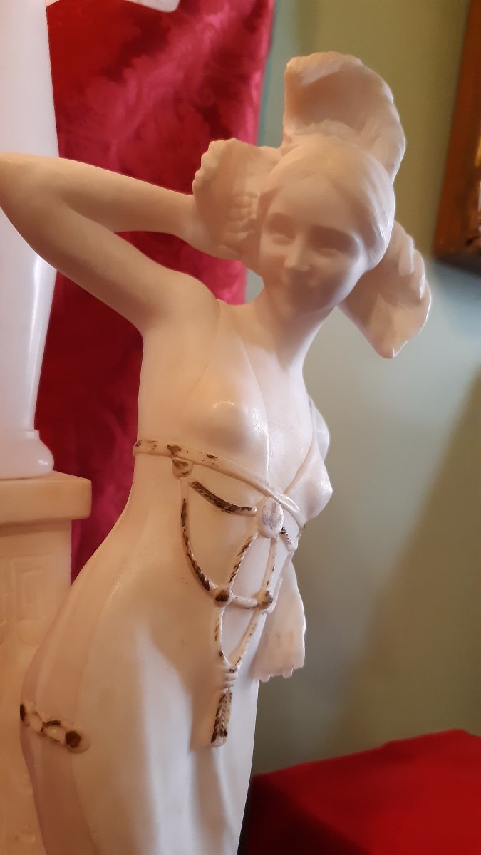 Sculpture Art Nouveau En Albatre-photo-2