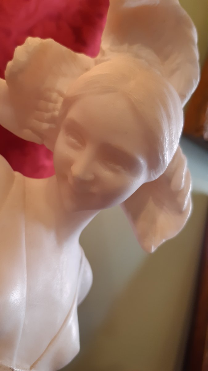 Sculpture Art Nouveau En Albatre-photo-3
