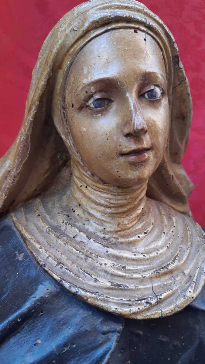 Sculpture En Bois Laque' du XVII Siecle-photo-2